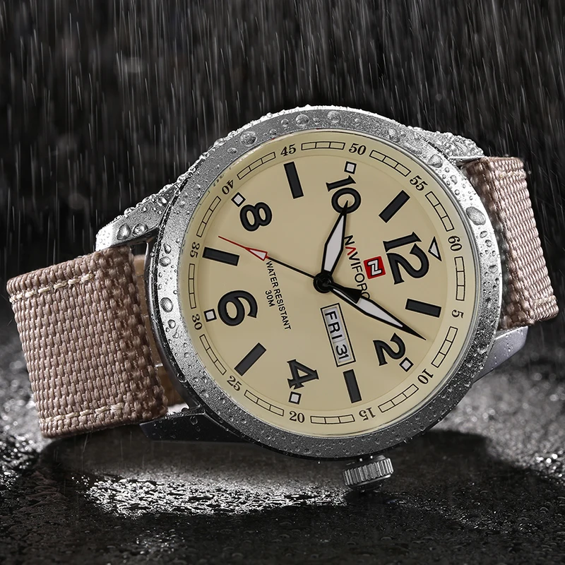 Naviforce Мужская Мода Повседневное Повседневные часы Элитный бренд кожаным