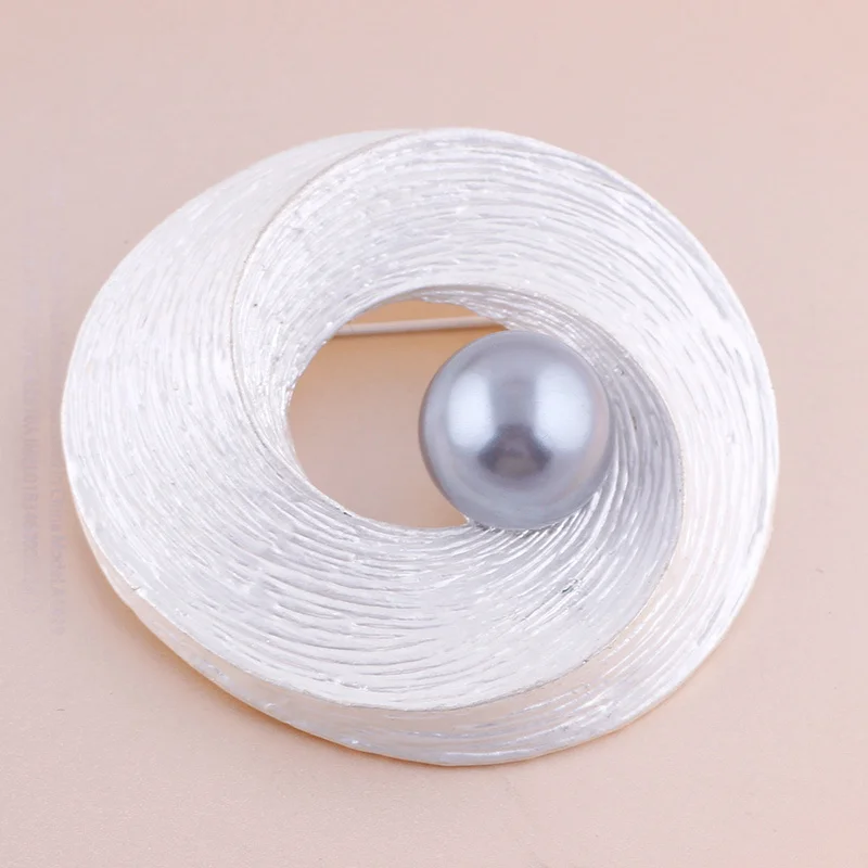 Матовая серебряная с серым брошь искусственным жемчугом для женщин Свадебные