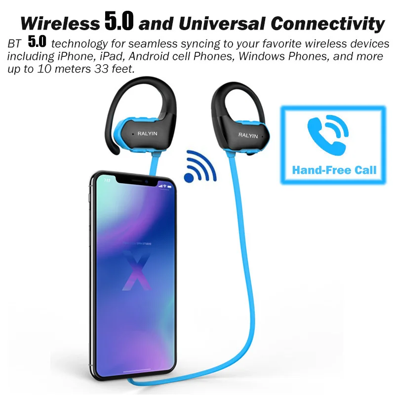 Наушники Ralyin M8 IPX7 водонепроницаемые Bluetooth 5 0 с шумоподавлением Hi Fi стерео