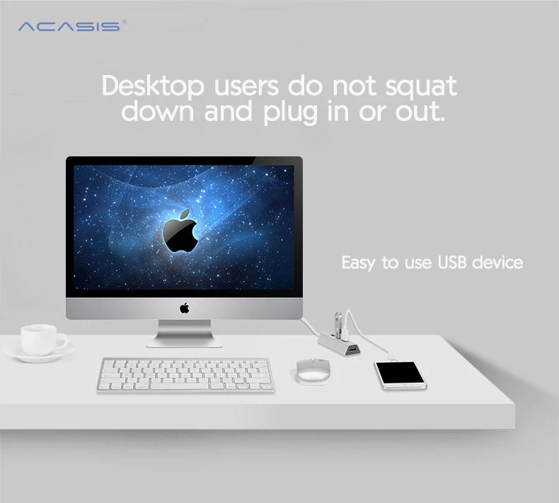 Acasis HS0063 алюминий 2 м+ адаптер питания 4 порта 5 Гбит/с USB 3,0 сплиттер супер скорость с микро USB разъем США