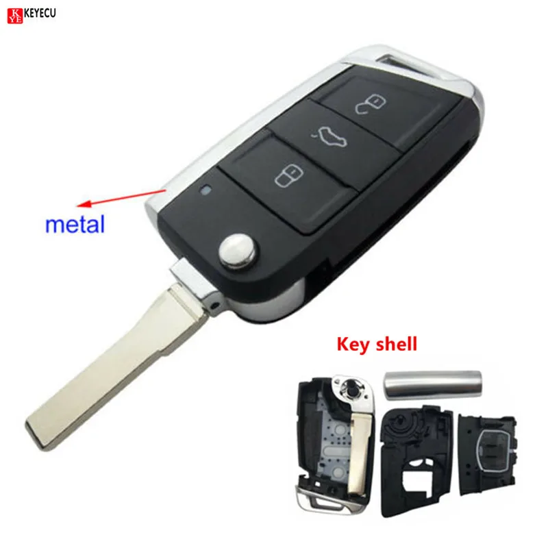 Keyecu 3 кнопочный модифицированный складной флип-чехол для VW Golf 7 GTI MK7 Skoda Octavia A7 Seat |