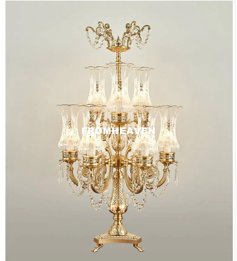 Бесплатная доставка европейские Настольные светильники люстра латунная