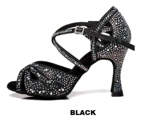 skin heel 9cm Джазовая обувь; женская танцевальная обувь; Танцевальная обувь для танго; женская Обувь для бальных танцев; Цвет черный, белый; стразы JuseDanc - Цвет: skin heel 9cm