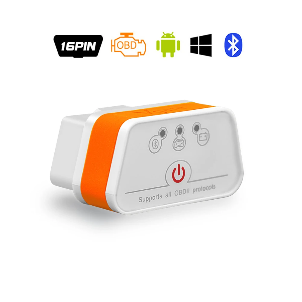 Vgate iCar2 Bluetooth ELM327 V2.1 читатель кода OBD2 сканер elm 327 Икар 2 диагностический инструмент для Android/ПК крутящий момент - Цвет: White Orange