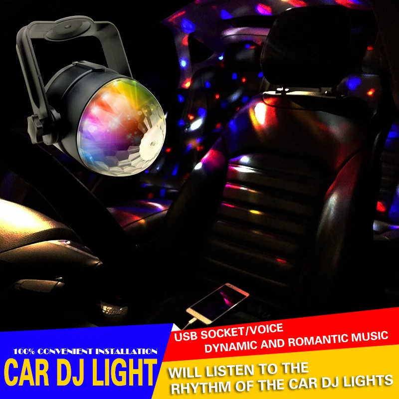 1X Автомобильные светодиодные Музыка Огни DJ Мини RGB 6 Вт LED MP3 Клуб Disco Party Кристалл