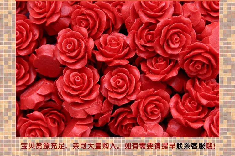 10 шт. Cinnabar красная краска резные розы бусины натуральная руда киноварный лак