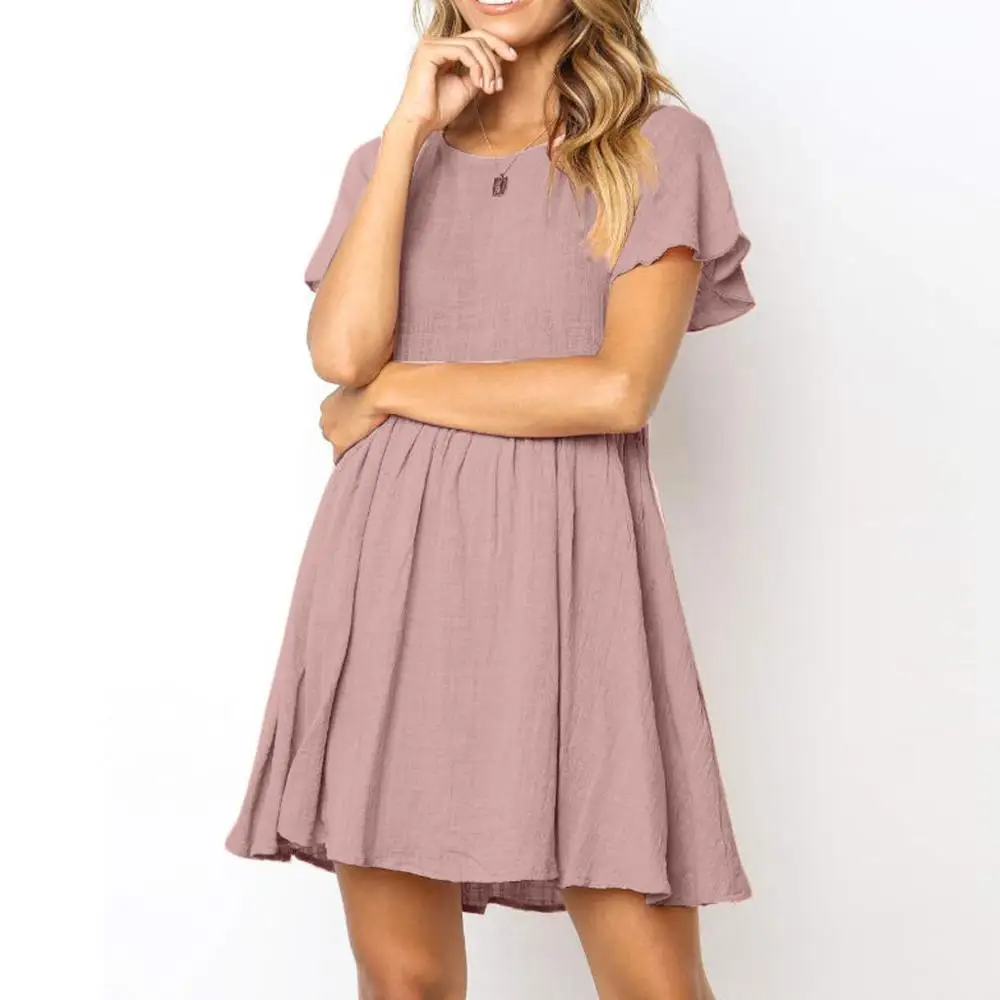 Женское плиссированное платье с коротким рукавом вечернее длинное оборками