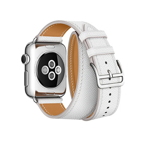 White Для Apple Watch Series 4 3 2 1 Swift кожаный двойной одиночный Тур часы группа Herm Логотип Ремешок для iWatch замена Браслет ремень - Band Color: White