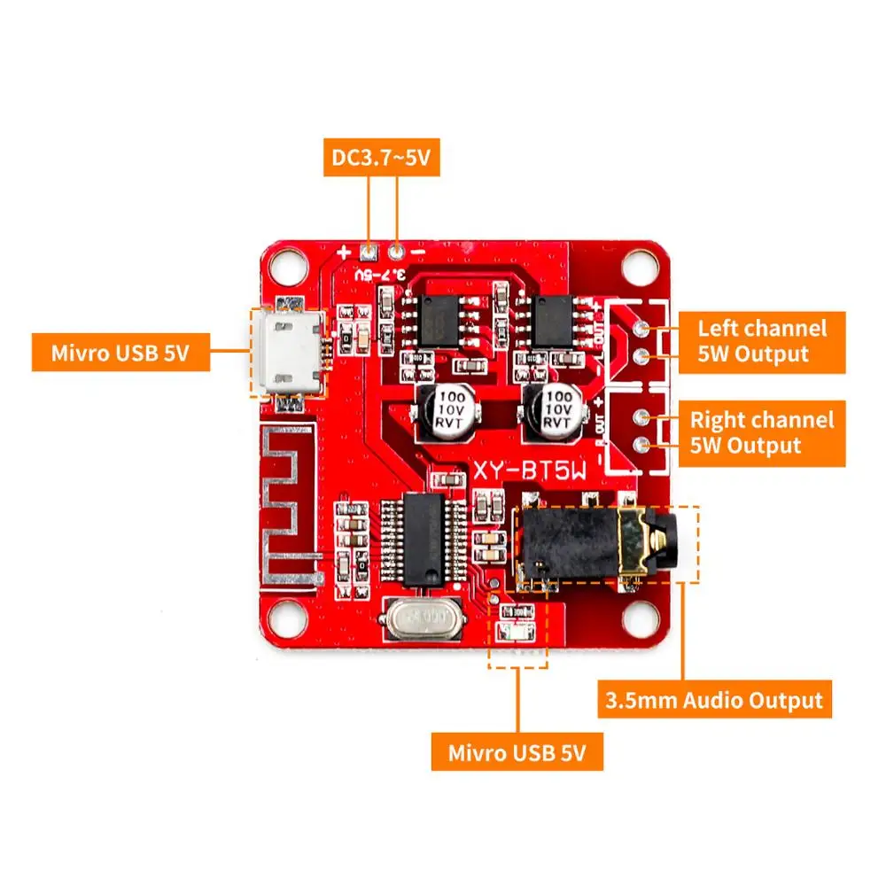 Плата аудиоресивера с Bluetooth 4 2 беспроводная модификация стереозвука MP3 5 Вт +