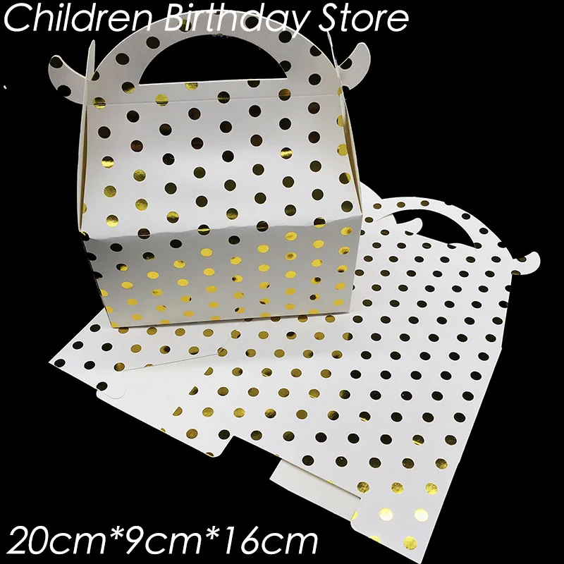 

6pcs/lot gold dots theme gift boxes gold polka dots birthday party decorations gold foil dots theme gift boxes candy boxes