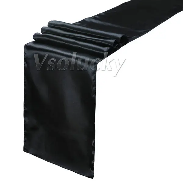 Black Атласная настольная дорожка 1" x 108" для свадебного торжества, для мероприятий, украшения на Рождество 30 см x 275 см - Цвет: Black