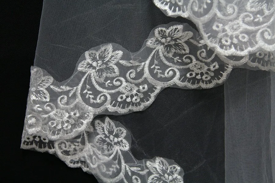 Женская свадебная фата белая/Слоновая Однослойная кружевная Фата свадебный