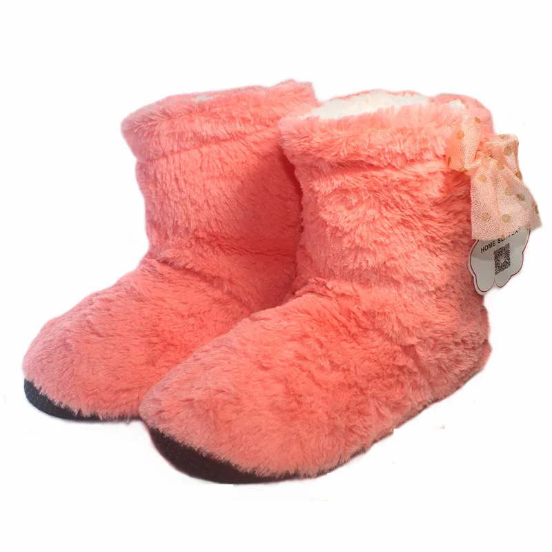 watermelon red SuiHyung/женская зимняя домашняя обувь; плюшевая теплая хлопковая обувь; домашняя обувь на мягкой нескользящей подошве; домашние тапочки для девочек - Цвет: watermelon red