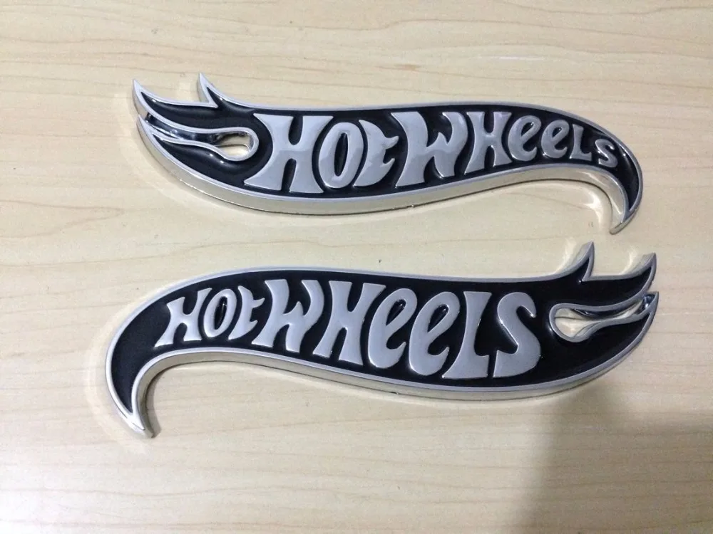 1 пара Хром и черные горячие колеса пламя эмблема значок горячий стержень Mustang