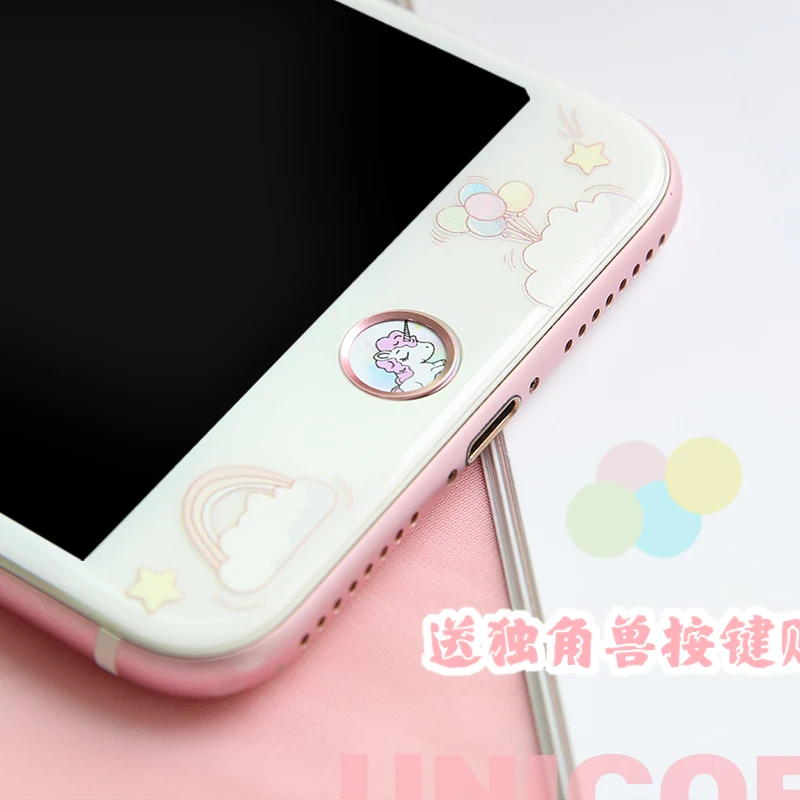 3D чехол с единорогом для iPhone 8 plus и переднее закаленное стекло iphone 6 6splus узором 7 7plus