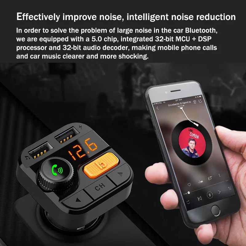 JaJaBor Bluetooth 5,0 Carkit Handsfree fm-передатчик fm-модулятор 3.4A автомобильное зарядное устройство Поддержка TF карты/U диск воспроизведения