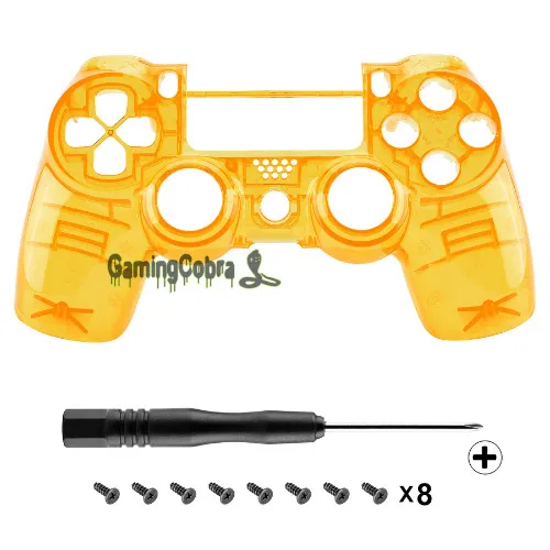 Transparent Yellow Кристально прозрачный однотонный желтый спереди Корпус в виде ракушки Лицевая панель для PS4 тонкий PS4 Pro контроллер JDM-040 JDM-050 JDM-055 SP4FM09G - Цвет: Transparent Yellow