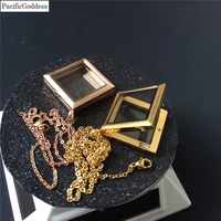 glass box necklaces pendant square sharp part gift free ship