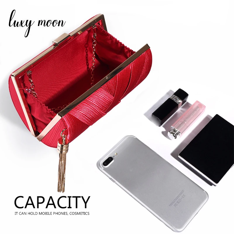 Женский клатч с металлической кисточкой вечерняя сумочка на цепочке маленькая