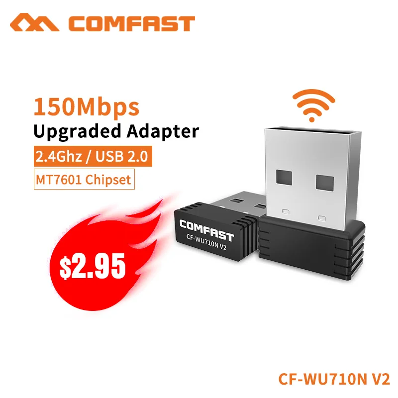 COMFAST USB2.0 Wifi Беспроводная ПК сетевая карта 150mbps Мини адаптер с 2dBi антенной приемник