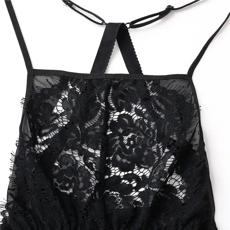 Сексуальная черная ночная рубашка для женщин модная женская кружевная без