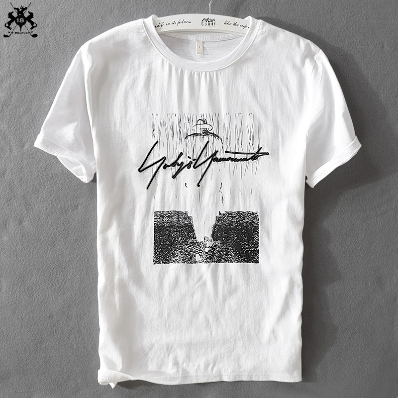 Мужские футболки 2018 летние льняные хлопковые мужские с круглым вырезом и