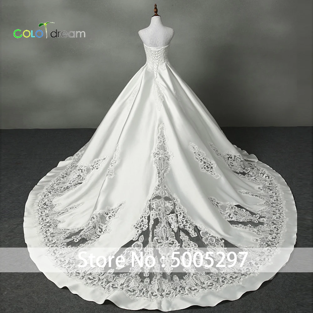 wedding dress A line chapel train strapless matte satin | Свадьбы и торжества