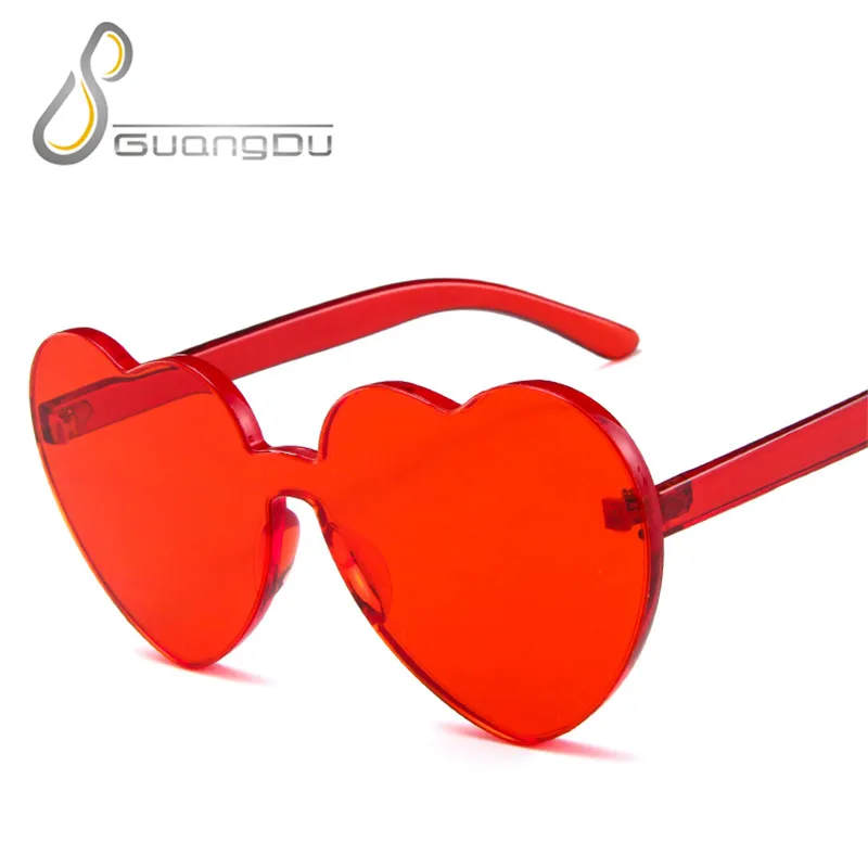 rimless heart sunglasses women 2021 trending products ladies clear red yellow frameless glasses retro oculos de sol feminino | Аксессуары