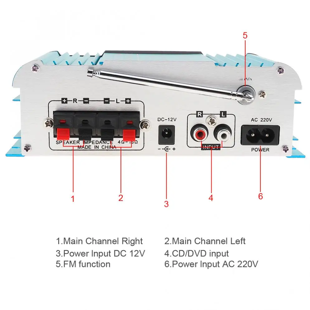 Универсальный автомобильный аудио усилитель DC12V/AC220V/AC110V 2CH Hi Fi Bluetooth FM радио плеер