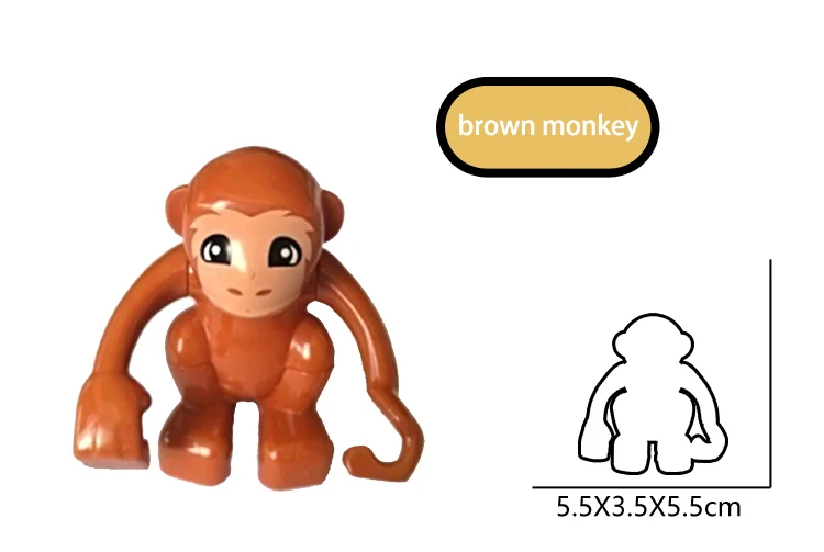 brown monkey Duplo животные дикие животные серии строительные блоки аксессуары Лев Леопард Тигр Медведь обезьяна Олень жираф Пингвин Зебра режим игрушки - Цвет: brown monkey