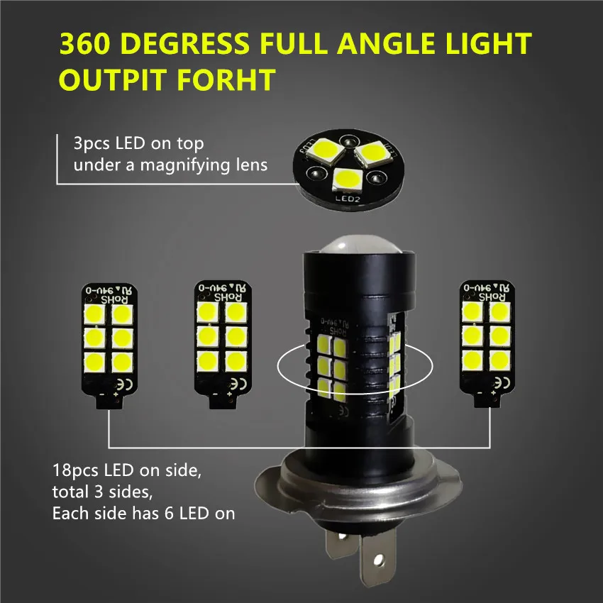 Светодиодные лампы H7 H8 H11 HB4 светодиодные HB3 9006 9005 SMD светильник s 6000 лм K 12 В белые