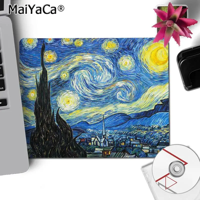 No Lock Edge18x22cm Майяка винсан Ван Гог. Звездная ночь цветок эстетическое искусство компьютерная игровая мышь коврики игровой коврик для мыши для ПК ноутбука - Цвет: No Lock Edge18x22cm
