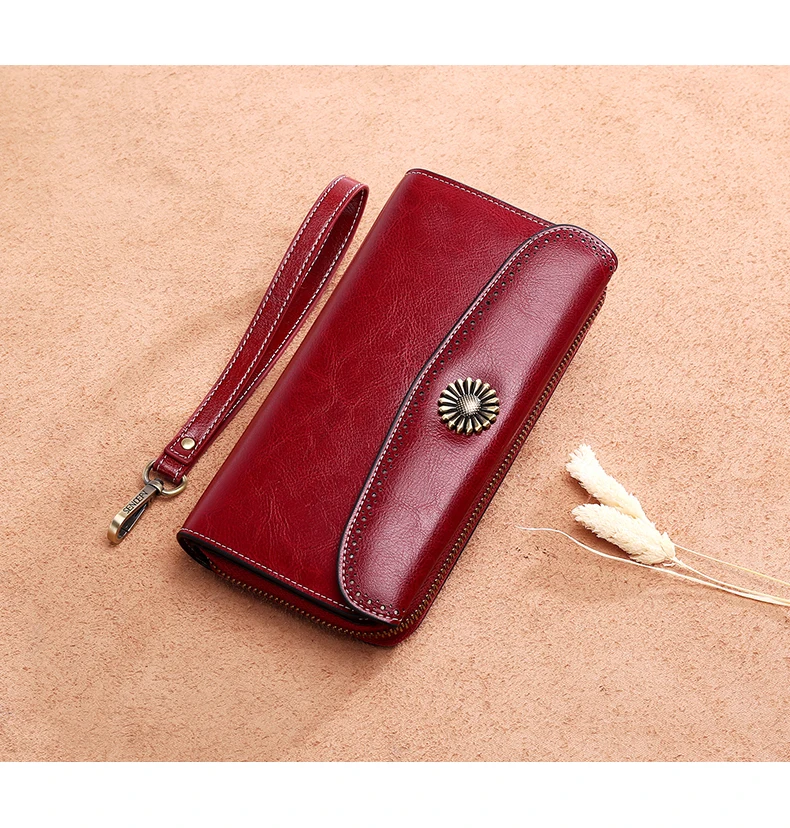 Large Capacity New Split Leather Wallet Long Purse Women Zipper Money Bag Casual Purse Button Wallet Women For iPhone 7Plus
