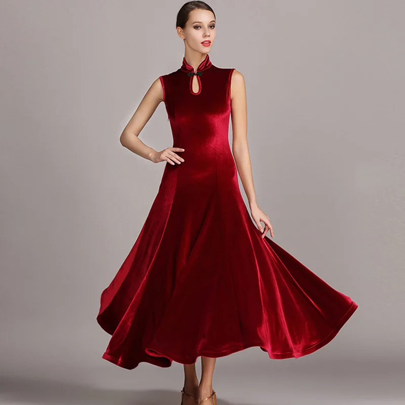 Women ballroom dress colors Violet velvet dance modern costumes waltz competition tango flamenco rumba | Тематическая одежда и