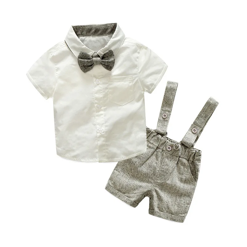 Summer Baby boy suit newborn Fashion babe boys 2 Pieces sets Bow tie Tops T-shirt+Suspenders pants Gentelman clothing set |
