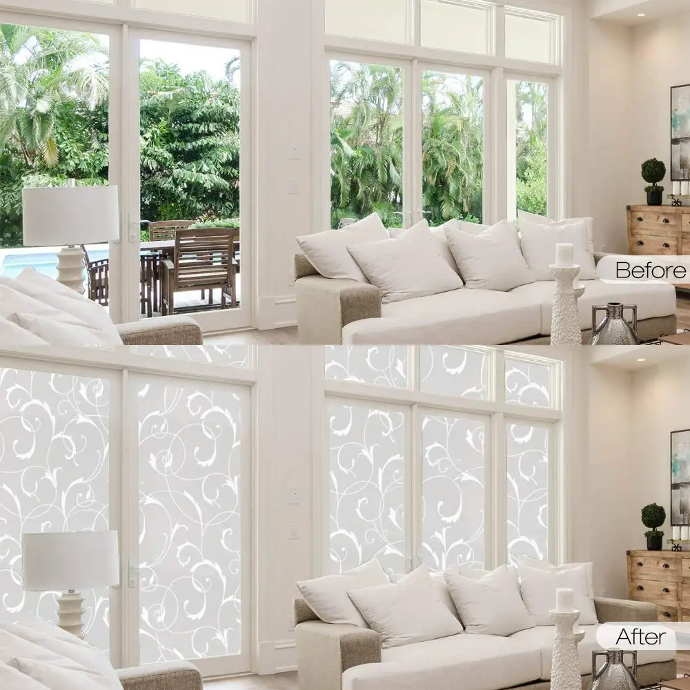 Матовая декоративная оконная пленка статическая липкая виниловая самоклеящаяся