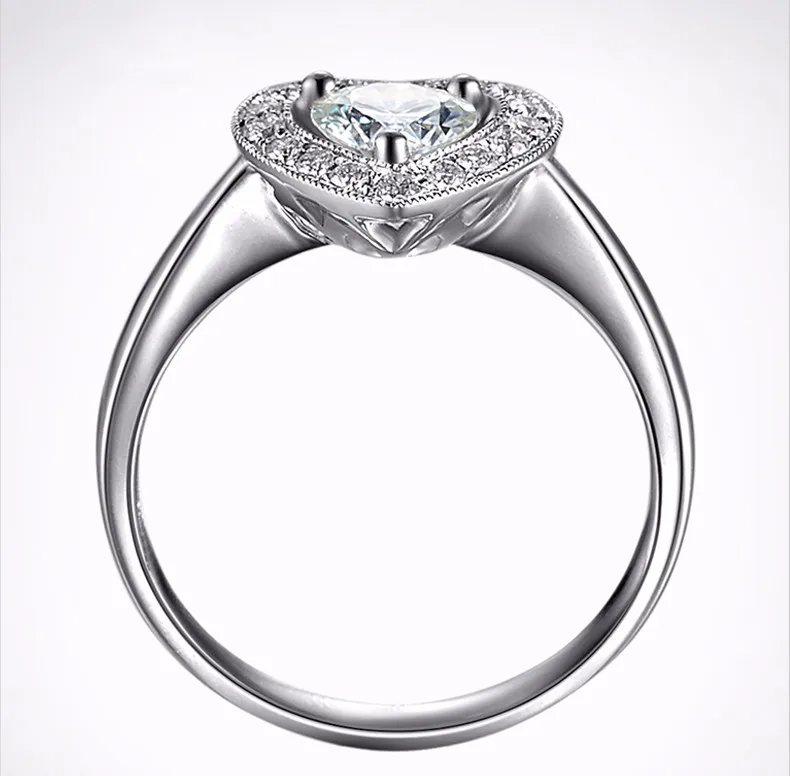 Ювелирное кольцо Moissanite Deluxe 0.5ct сертифицировано FG/vvs1 обручальные кольца для женщин сердце алмаз боковая камень