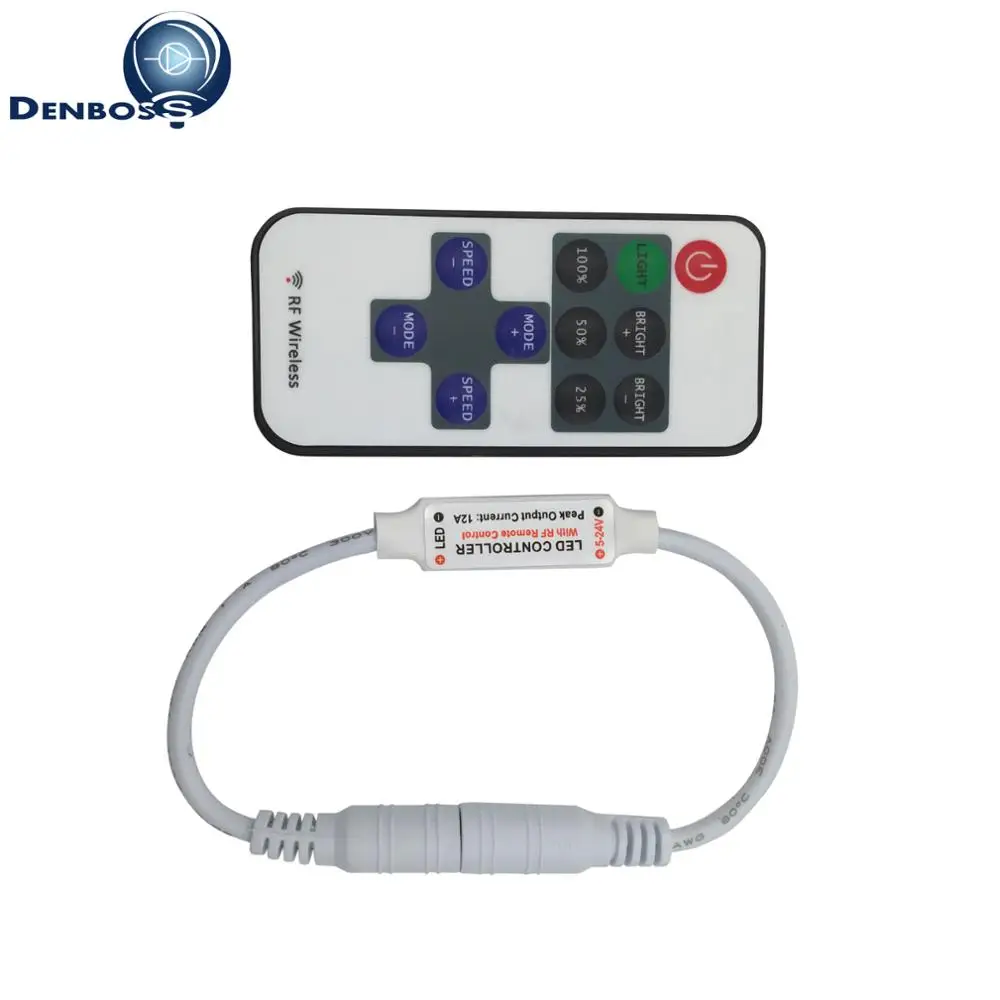 DC 5V-12V-24V светодиодные полосы RF беспроводной мини дистанционный Частотный плавный диммер постоянного тока и разъем провода Яркость Регулировка 12 В светодиодный контроллер