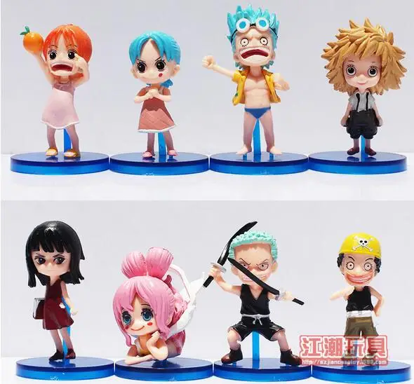 8 шт./компл. Usopp Nefeltari Vivi Nami Robin Franky Мини фигурки героев аниме ПВХ игрушки|figure toy|mini one