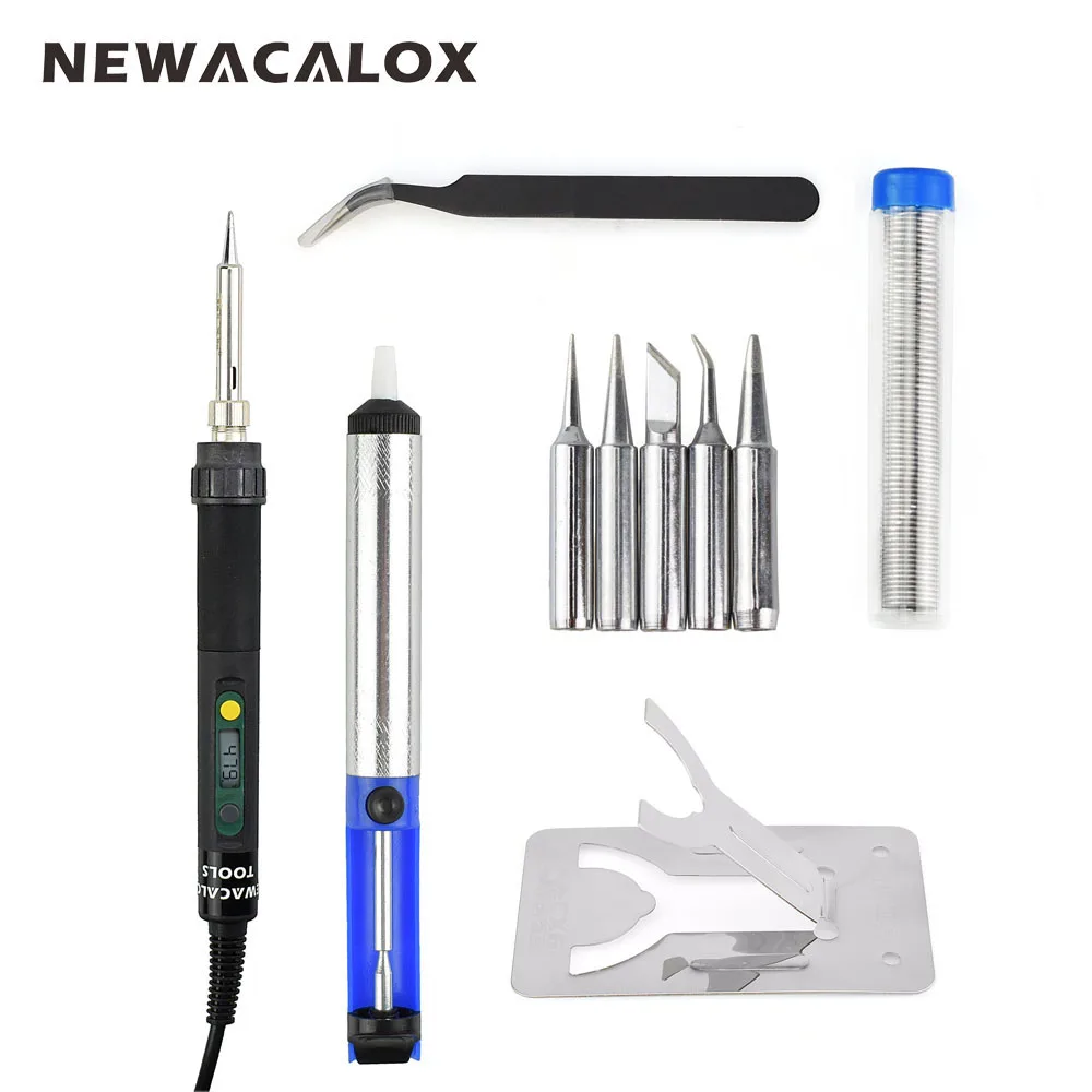NEWACALOX EU Pulg Регулируемая цифровая паяльная станция с термостатом ЖК паяльник