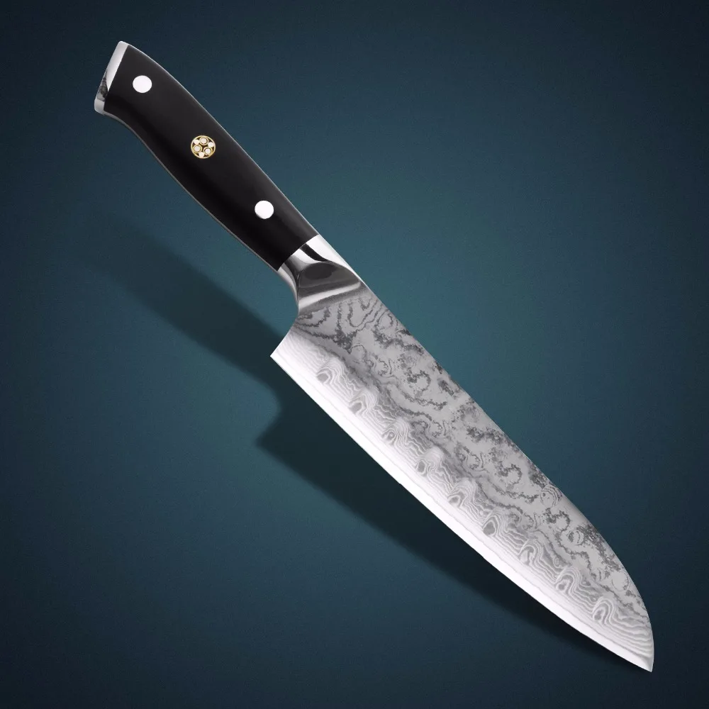 Роскошный 67 слоев японской VG10 дамасской стали Santoku набор кухонных ножей Фруктовые Ножи с мозаичной заклепкой
