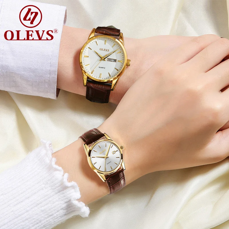 OLEVS, часы для влюбленных, парные часы, для женщин, мужчин, часы, водонепроницаемые, бизнес, кварцевые наручные часы, лучший бренд, Роскошные, модные часы, saat
