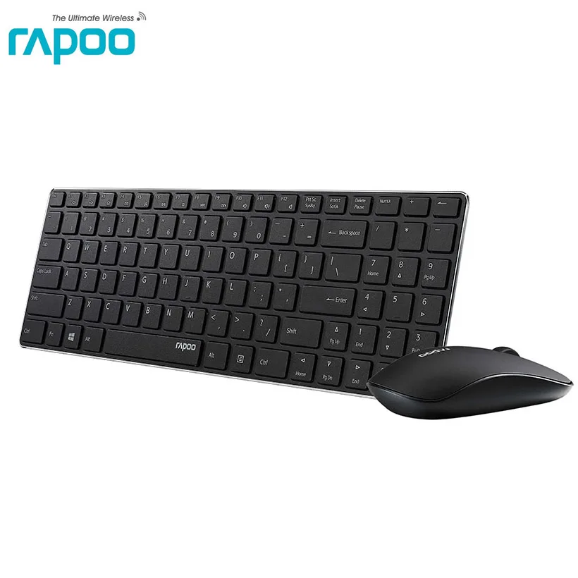 

Ультратонкая портативная Бесшумная беспроводная клавиатура и мышь Rapoo 9300 м 4,9 мм, комбинированная Поддержка Bluetooth 3,0/4,0 и 2,4G, подключение 3 устройств