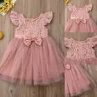Pudcocoплатье принцессы для маленьких девочек кружевное Тюлевое платье-пачка с рукавами-крылышками и бантом