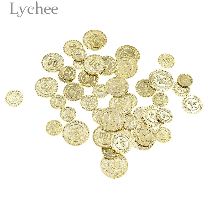 Lychee Life Пластиковые пиратские золотые монеты 48 штук вечерние игровые