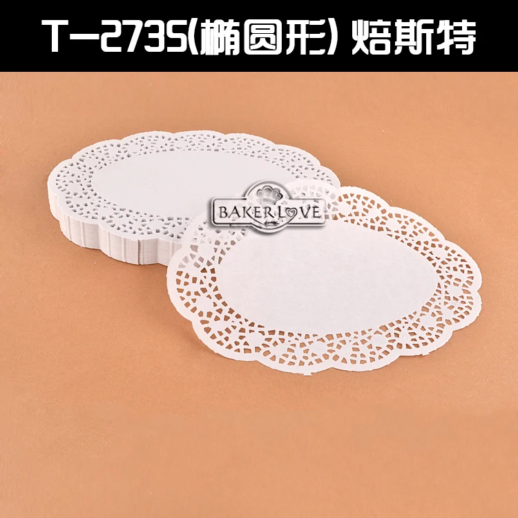 

BAKEST 10.5 * 13.75 " Oval White Paper Doilies Cake Pastry Decorating Tools