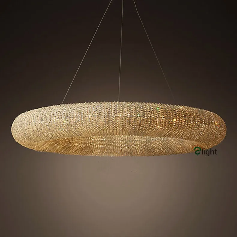 Американский RH Crystal Lustre De Cristal светодиодный круглый подвесной светильник K9 кристалл Лофт Ресторан минимализм шнур подвесной светильник