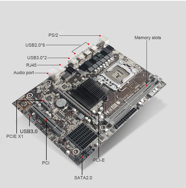 Verkauf HUANANZHI X58 M-ATX Motherboard Combo CPU Intel Xeon X5650 2,66 GHz Mit Heizkörper Große Marke RAM 8G REG ECC Video Karte GTX750Ti 2G