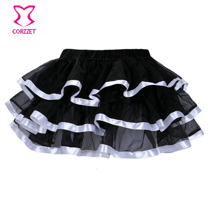 Corzzet юбка пачка M XL юбки размера XXL Женская трехслойная черная фатиновая с