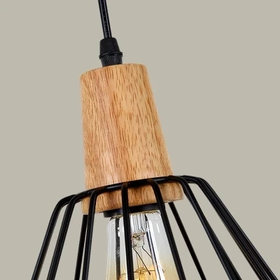 Деревянный железный светодиодный подвесной светильник в скандинавском стиле